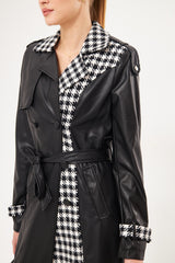 Half Checkered Midi Trench Coat