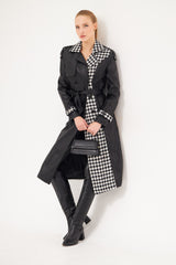 Half Checkered Midi Trench Coat