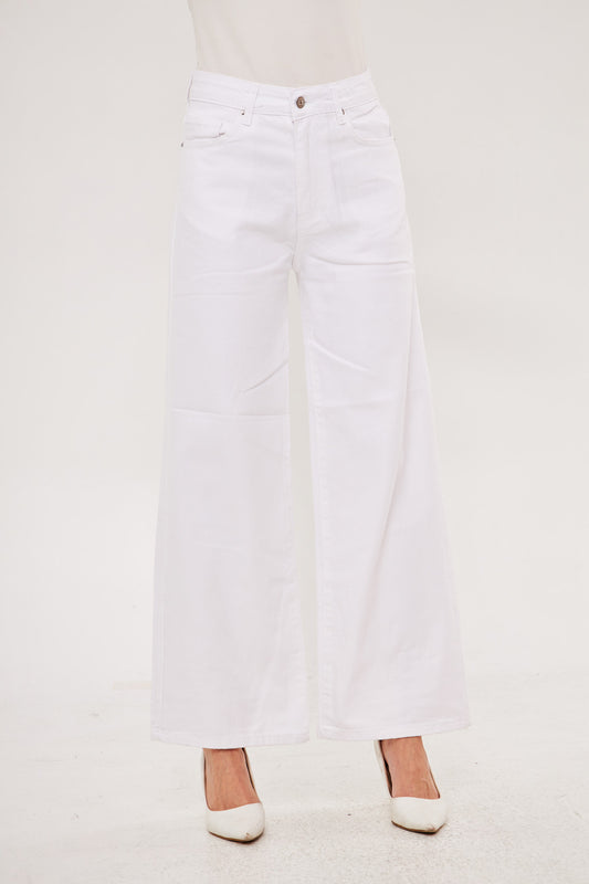 Straight Leg Solid Denim Trouser