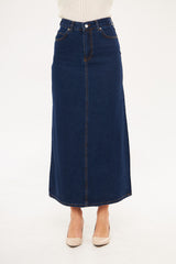 Denim Fitted Maxi Skirt