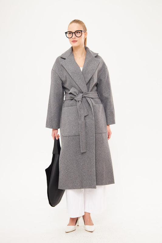 Textured Solid Maxi Coat with Pockets