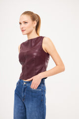 Sleeveless Faux Leather Top