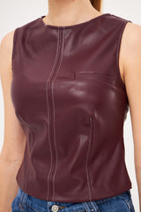 Sleeveless Faux Leather Top