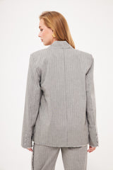 Stripped Two-Toned Blazer with Pockets