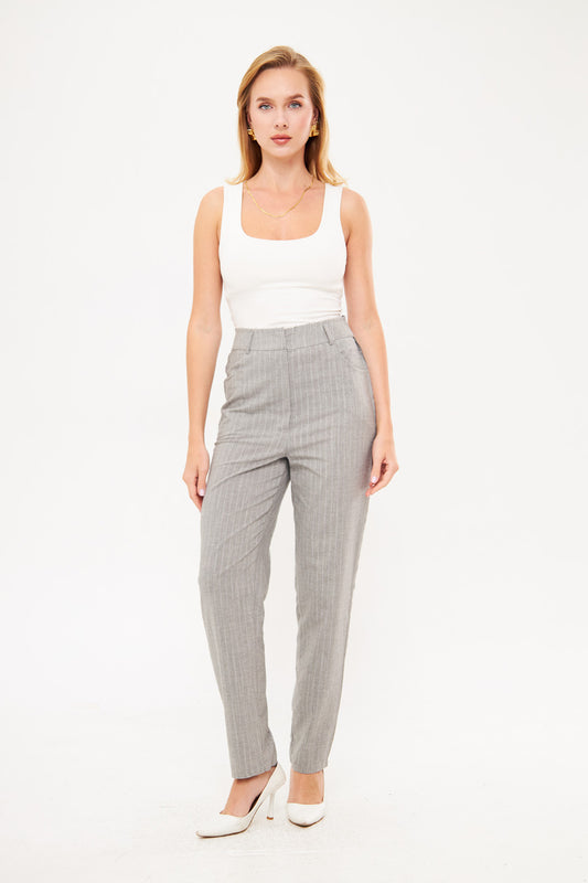 Stripped Two-Toned Slim Fit Trousers