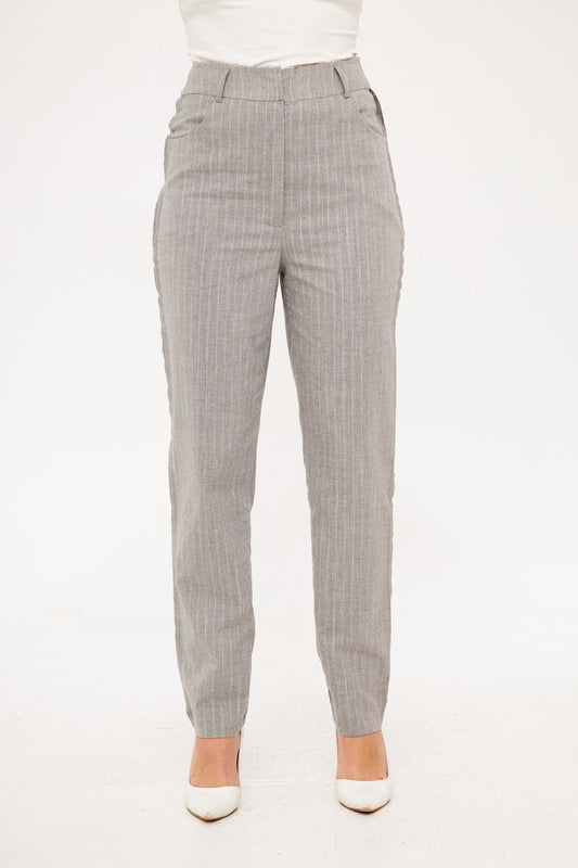 Stripped Two-Toned Slim Fit Trousers