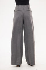 Stripped Two-Toned Wide Leg Trousers