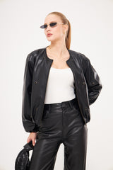 Golden Holes Like Design Solid Leather Jacket