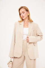 Stripped Two-Toned Blazer with Pockets