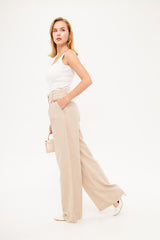 Stripped Two-Toned Wide Leg Trousers