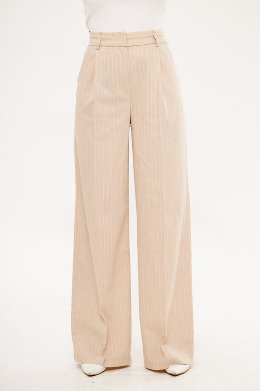 Stripped Two-Toned Wide Leg Trousers