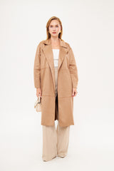 Solid Sectioned Midi Coat