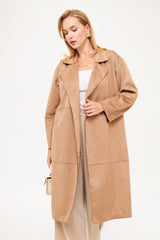 Solid Sectioned Midi Coat