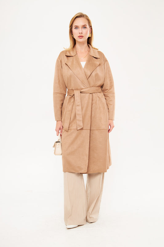 Solid Sectioned Midi Coat