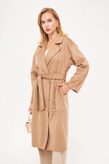 Solid Sectioned Midi Coat