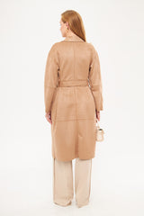 Solid Sectioned Midi Coat