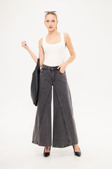 Wide-Leg Light-Wash Denim Trousers