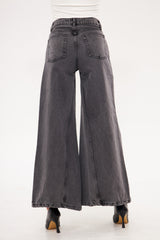 Wide-Leg Light-Wash Denim Trousers