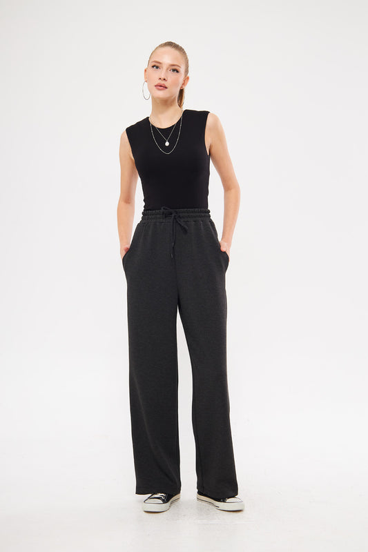 Drawstring Waist Baggy Solid Trouser