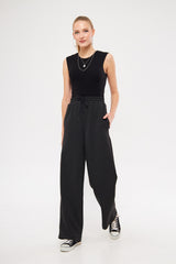 Drawstring Waist Baggy Solid Trouser