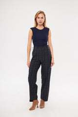 Plaid Straight-Leg Trousers