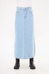 Denim Fitted Maxi Skirt