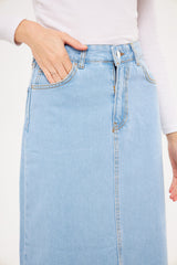 Denim Fitted Maxi Skirt