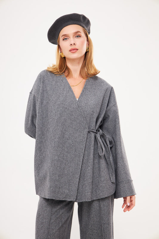 Wide Sleeve Open Front Jacket