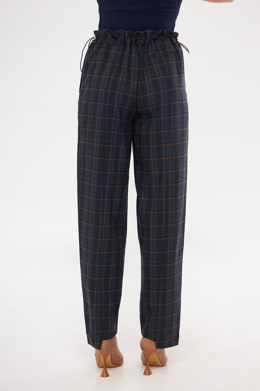 Plaid Straight-Leg Trousers