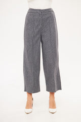 Solid Textured Culottes Trouser