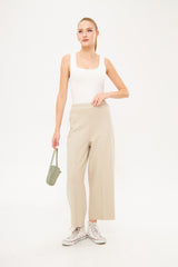 Solid Slip On Wide Leg Trouser