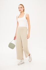 Solid Slip On Wide Leg Trouser