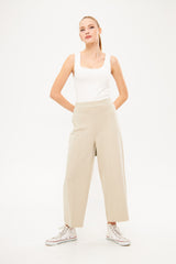 Solid Slip On Wide Leg Trouser