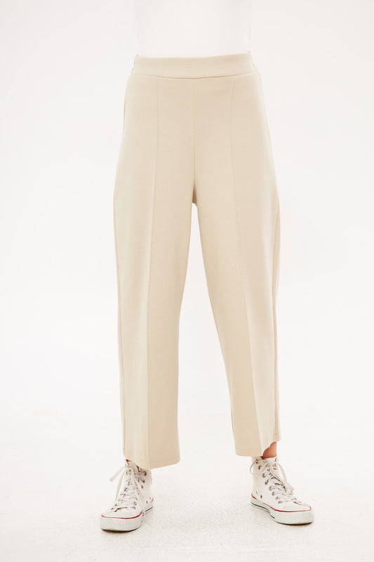 Solid Slip On Wide Leg Trouser