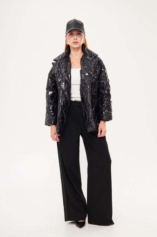 Glossy Quilted Oversized Jacket