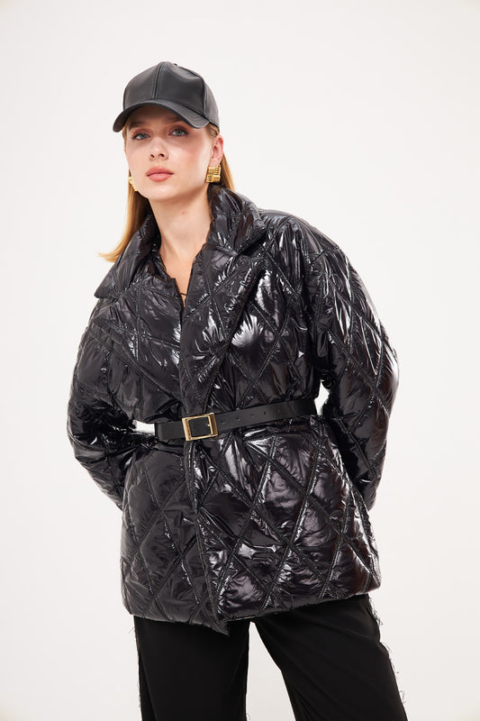 Glossy Quilted Oversized Jacket