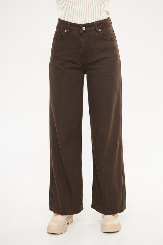 Straight Leg Solid Denim Trouser