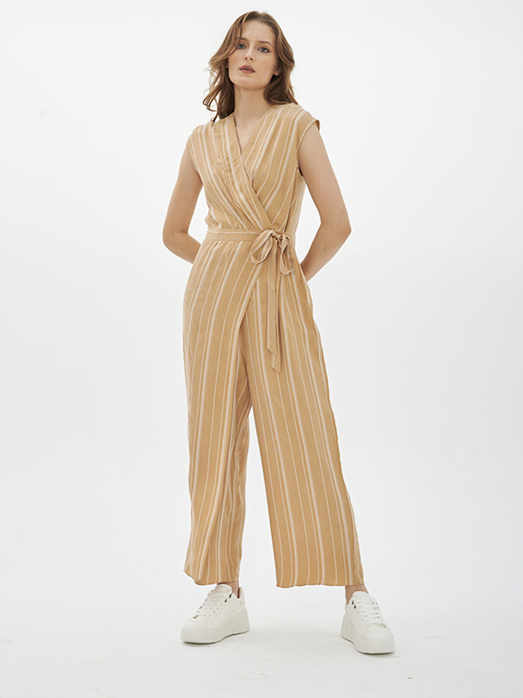 2227013- Vertical Striped Jumpsuit - Montania Shop