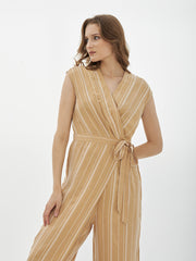 2227013- Vertical Striped Jumpsuit - Montania Shop