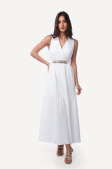 2243003- Sleeveless Tiered Maxi Dress