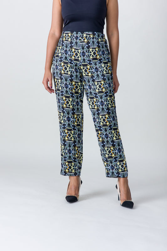 2304004- Linen Printed Pants