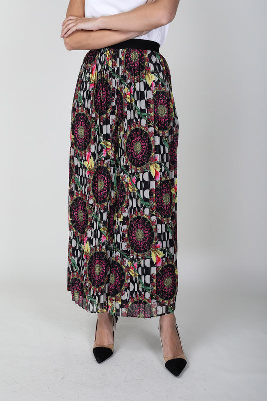 2304011- Printed Wide Leg Pants