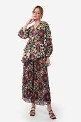 2304011- Printed Wide Leg Pants