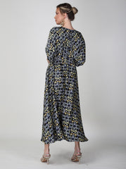 2306007- Cape Sleeve Printed Dress