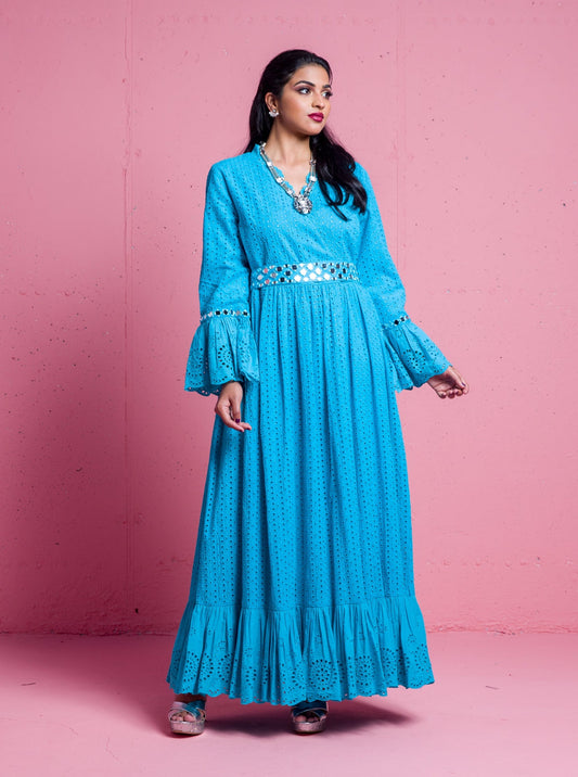 2306038- Embroidered Eyelet Maxi Dress